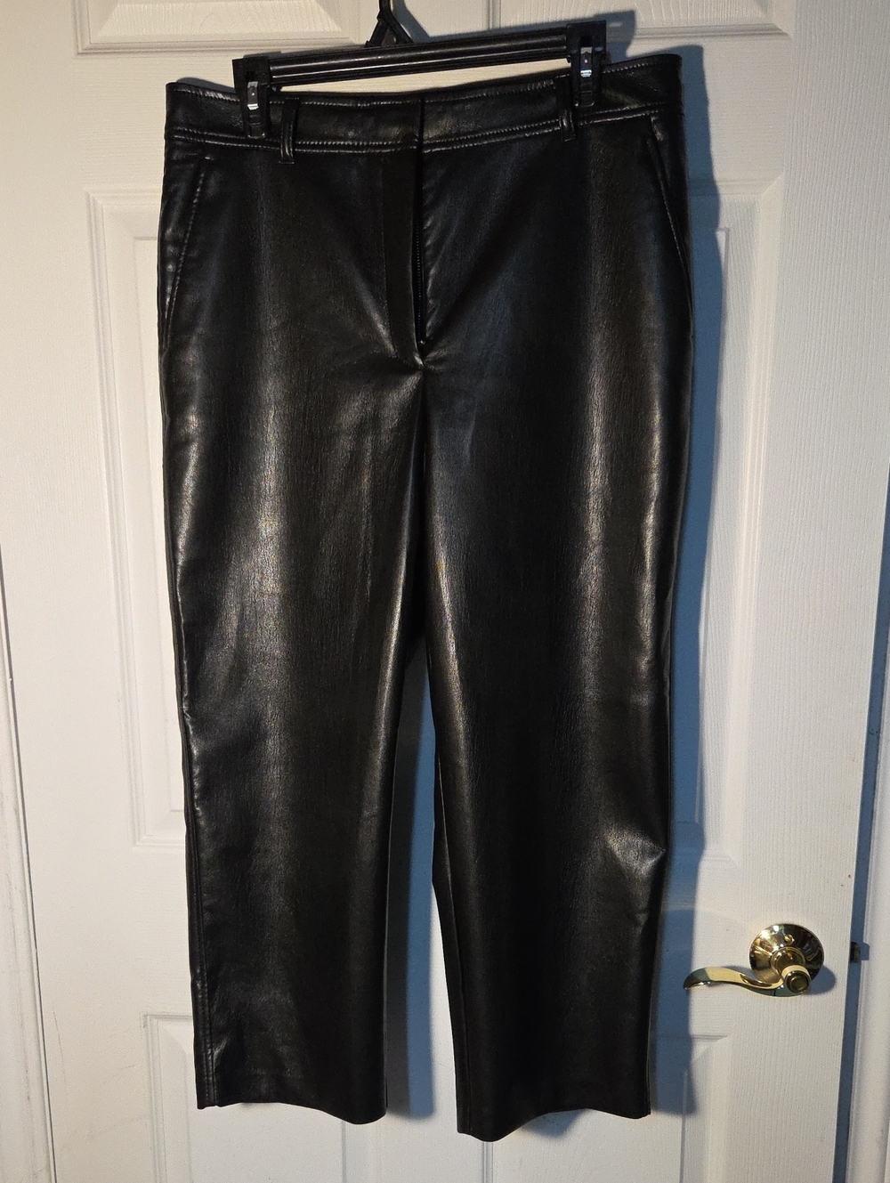 Babaton Black Faux Leather Women’s Cropped Ankle Pants Sz 12